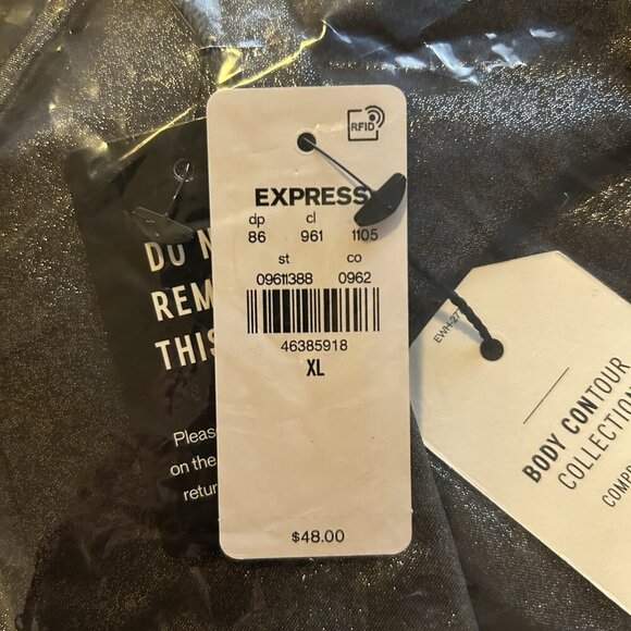Express Women's Body Contour Bodysuit Size XL Shine One Shoulder Long Sleeve NWT - Picture 6 of 16